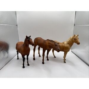 Breyer Horse Lot of 3 Small Breyer Molding Co USA Brown Toy Model Vintage
